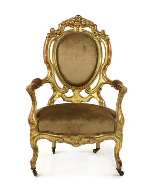 Lot 419 - A gilt framed armchair