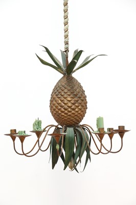 Lot 623 - A toleware pineapple ceiling light