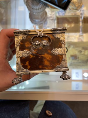 Lot 134 - A tortoiseshell, ivory and silver-mounted casket