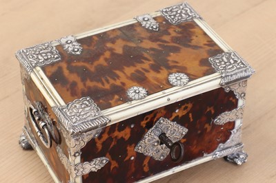 Lot 134 - A tortoiseshell, ivory and silver-mounted casket