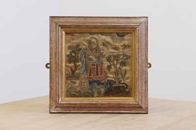 Lot 594 - A silk needlework picture