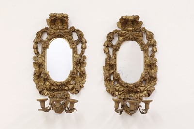 Lot 569 - A pair of giltwood girandoles