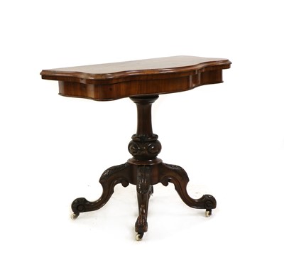 Lot 479 - A Victorian burr walnut serpentine foldover card table