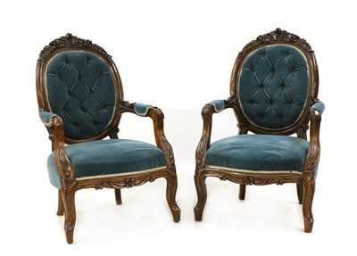 Lot 468 - A pair of Victorian open armchairs