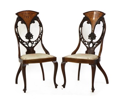 Lot 469 - A pair of Edwardian mahogany side chairs