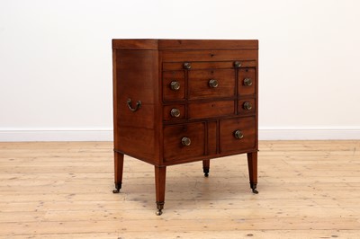 Lot 606 - A George lll mahogany campaign or travelling dressing chest