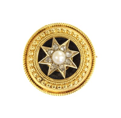 Lot 11 - A Victorian gold pearl and diamond star brooch