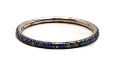 Lot 135A - A Chinese silver enamelled bangle