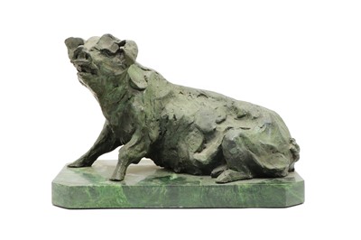 Lot 136 - A bronze figure of a seated pig