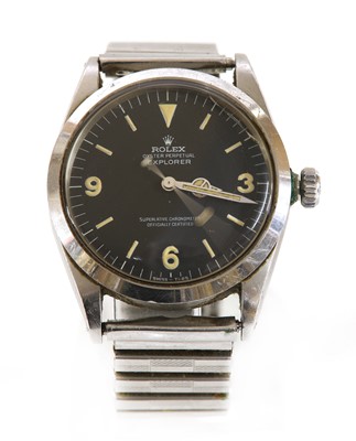 Lot 577 - A gentlemen's stainless steel Rolex 'Oyster Perpetual Explorer' automatic strap watch, c.1967