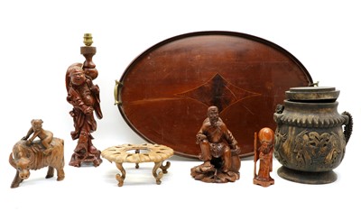 Lot 154 - A collection of Chinese carved wood figures