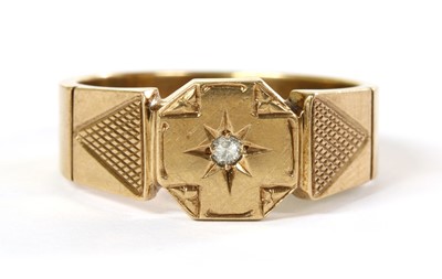 Lot 425 - A 9ct gold diamond set signet ring