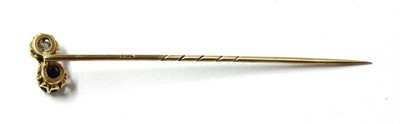 Lot 29 - A gold sapphire and diamond stick pin