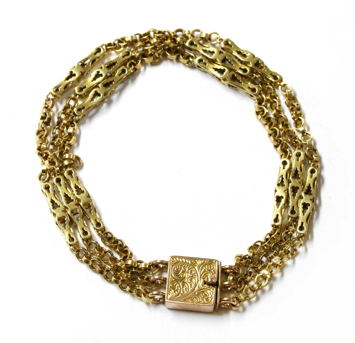 Lot 50 - A gold three row bracelet