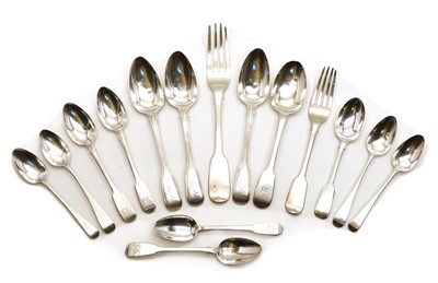 Lot 15 - A collection of Georgian silver flatware