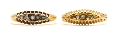 Lot 17 - An 18ct gold diamond boat shaped ring