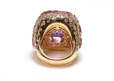 Lot 265 - An Italian rose gold, amethyst, pink sapphire and diamond bombé style cocktail ring