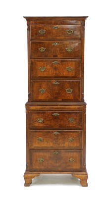 Lot 450 - A reproduction narrow walnut chest on chest