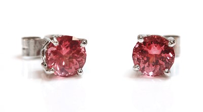 Lot 311 - A pair of single stone pink tourmaline stud earrings