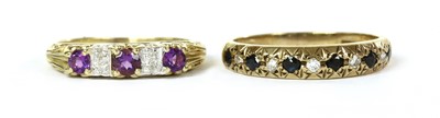 Lot 370 - A 9ct gold amethyst and diamond ring