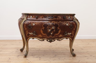 Lot 157 - A walnut and parquetry-inlaid commode
