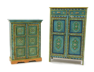 Lot 495 - A blue-painted hardwood cupboard