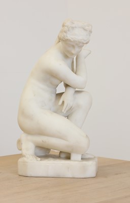 Lot 140 - After the antique, an alabaster sculpture of the crouching Venus