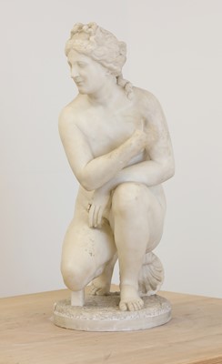 Lot 648 - After the antique, a grand tour marble sculpture of the crouching Venus