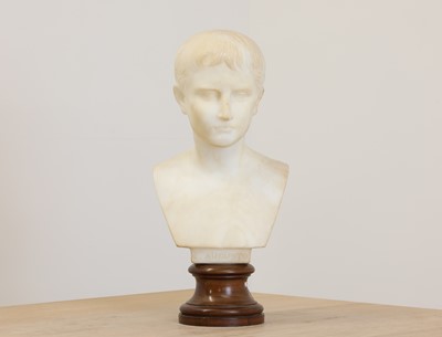 Lot 654 - After the antique, an alabaster bust of Caesar Augustus