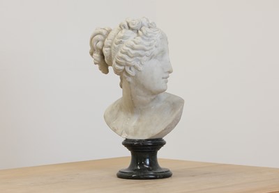 Lot 628 - After the antique, a carved marble bust of Diana 