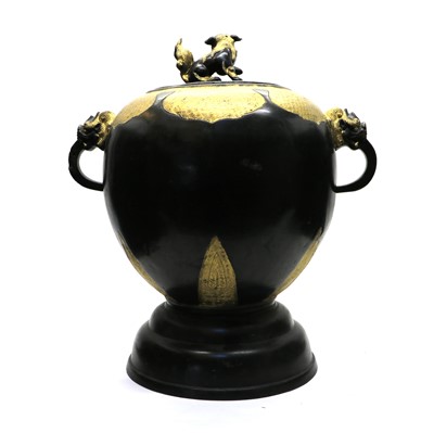 Lot 177 - A Japanese metal urn and cover