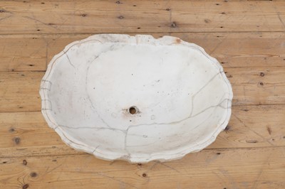 Lot 26 - A white marble shell-shaped wall fountain