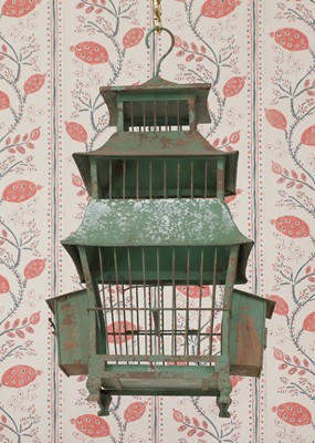 Lot 40 - A painted toleware birdcage