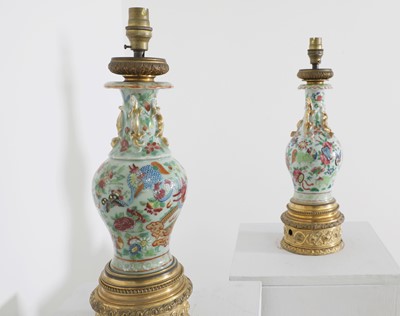 Lot 130 - A pair of Chinese porcelain vase lamps