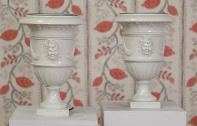 Lot 231 - A pair of Gien creamware neoclassical vases