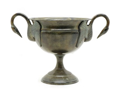 Lot 146A - A twin-handled patinated bronze cup