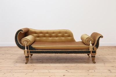 Lot 470 - A Regency painted and parcel-gilt chaise longue