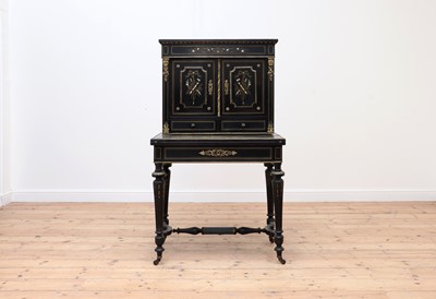 Lot 610 - An ebonised bonheur-du-jour