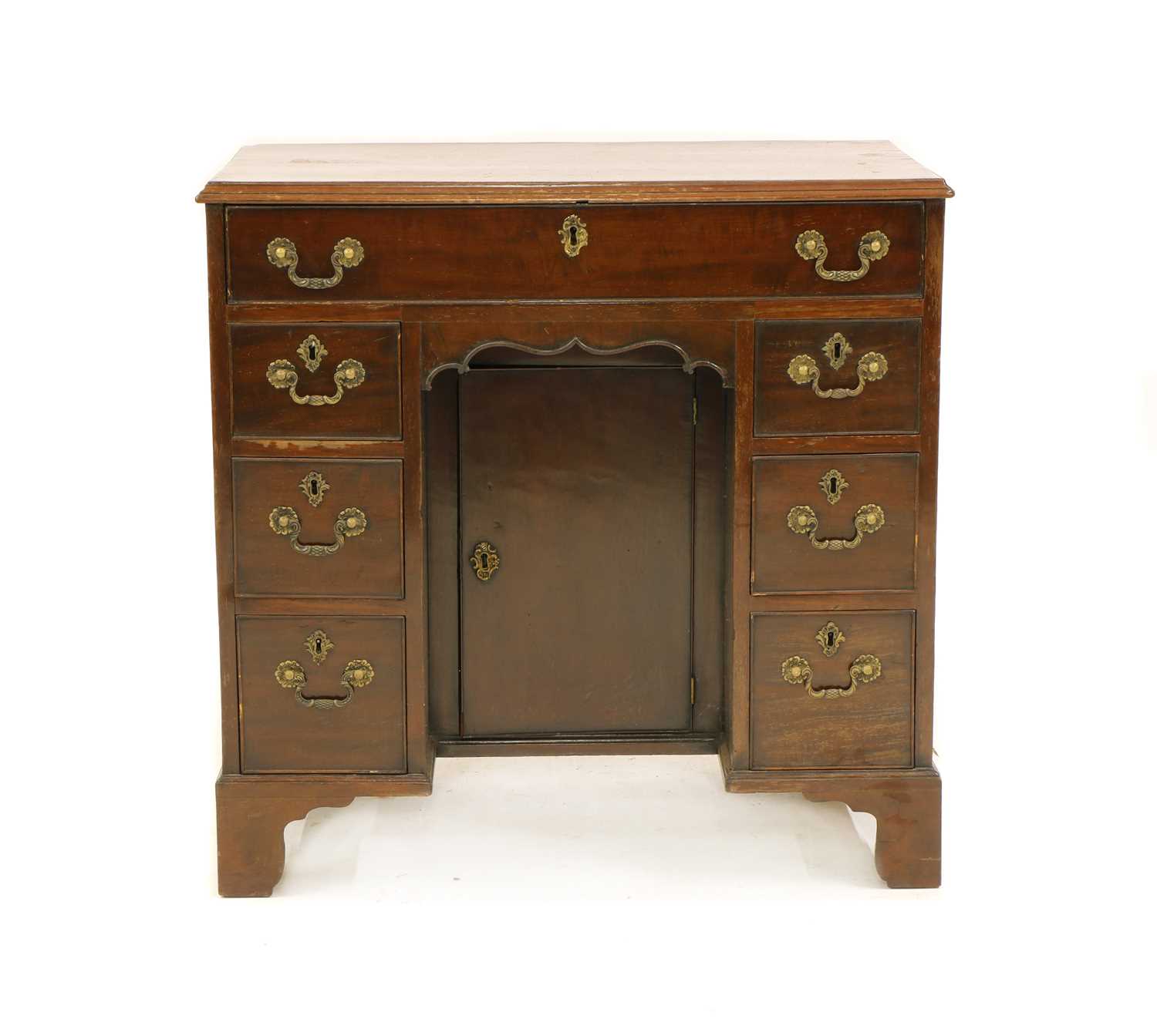 Lot 408 - A George III style mahogany kneehole desk