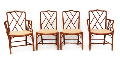 Lot 427 - A set of Chippendale style faux bamboo chairs