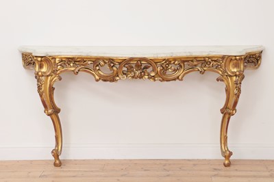 Lot 644 - A Louis XV-style giltwood console table