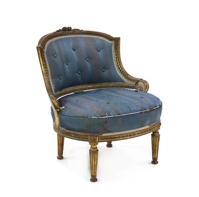 Lot 419 - A late 19th century giltwood boudoir chair