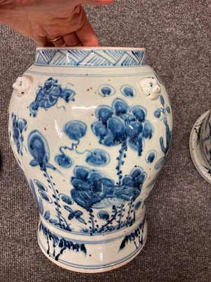 Lot 71 - A pair of Chinese blue and white vases and covers