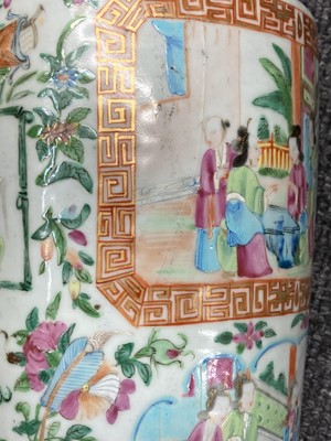 Lot 182 - Two Chinese Canton enamelled famille rose vases