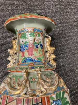 Lot 96 - A pair of Chinese Canton enamelled famille rose vases