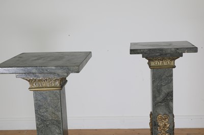 Lot 116 - A pair of green veined marble pedestals