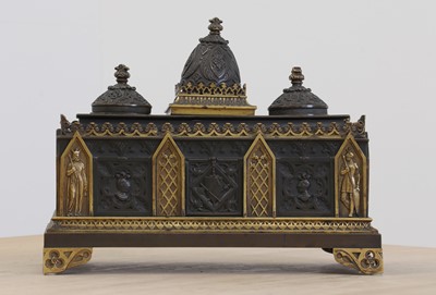 Lot 788 - A bronze Gothic desk stand