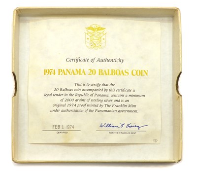 Lot 14 - A 1974 Panamanian 20 Balboas silver coin