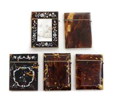 Lot 240 - A collection of five Victorian tortoiseshell card cases