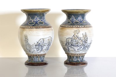 Lot 2 - A pair of Doulton Lambeth stoneware vases